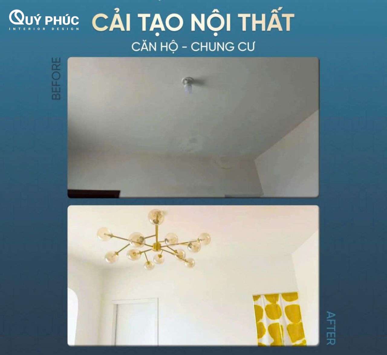 Cải tạo chung cư cũ - Xu hướng “gây bão” cộng đồng mạng 2025 21 Cải tạo trần nhà và lắp đặt đèn chùm trang trí phong cách Scandinavian