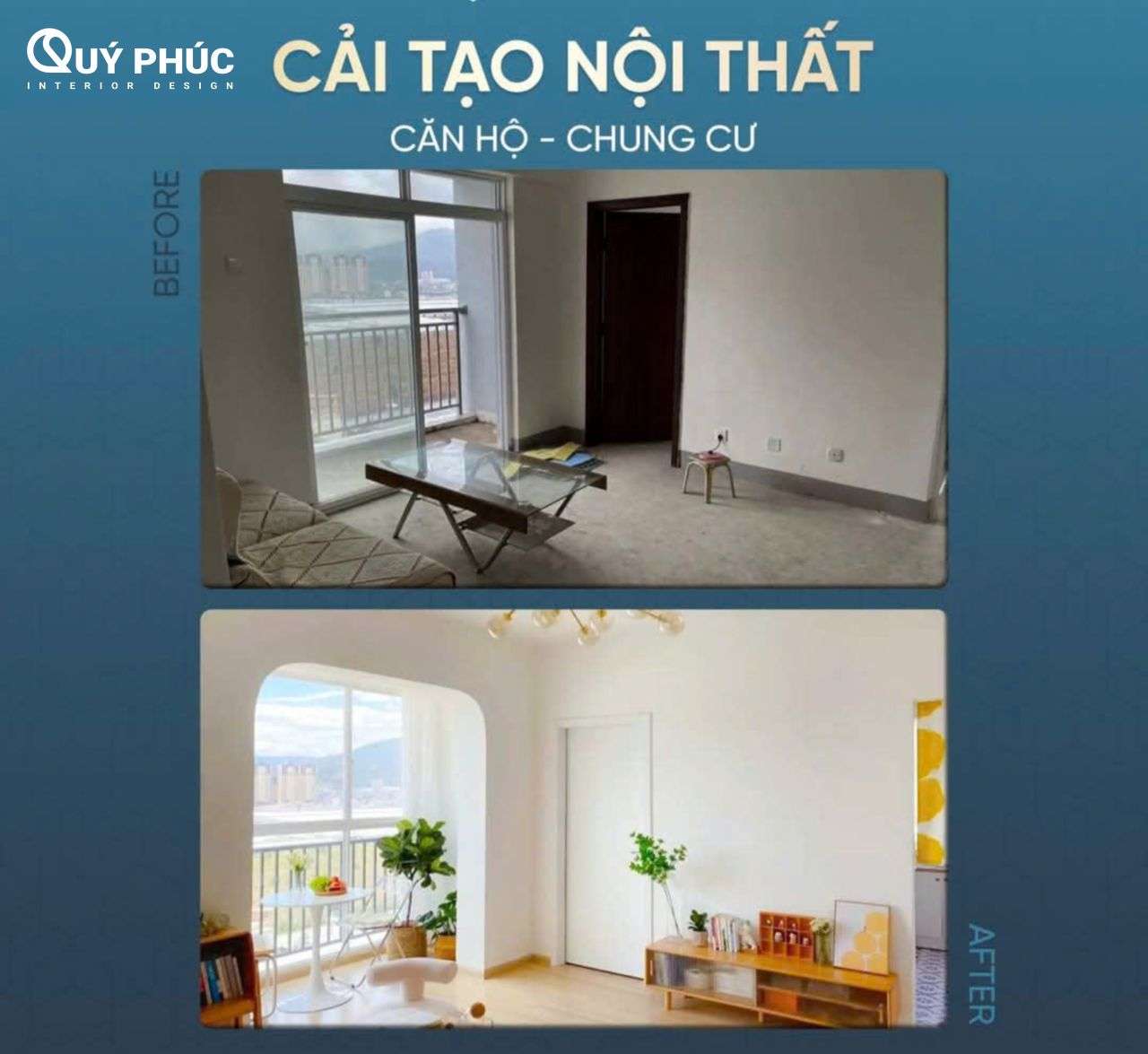 Cải tạo chung cư cũ - Xu hướng “gây bão” cộng đồng mạng 2025 17 Cải tạo không gian phòng khách chung cư trở nên sáng thoáng, ngập tràn ánh sáng tự nhiên