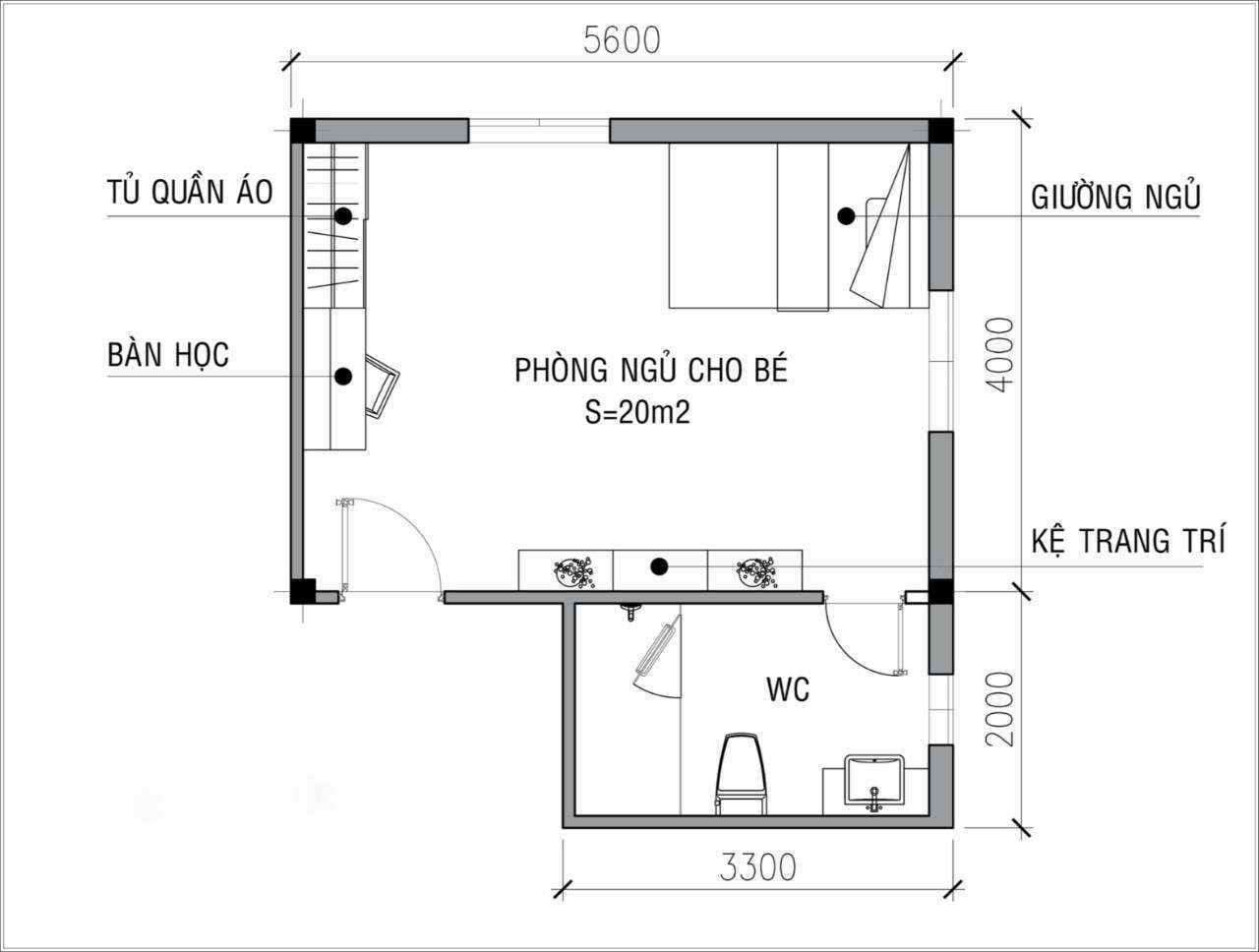 Mặt bằng phòng ngủ chữ L là cách bố trí không gian thông minh, hiện đại