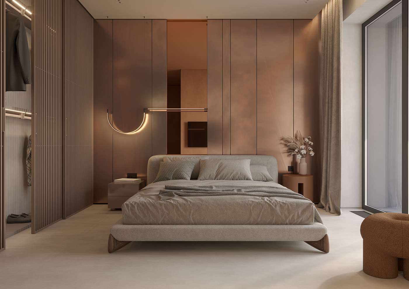  Sự chia tách rõ ràng giữa không gian sống và không gian ngủ tạo ra sự riêng biệt và tiện ích cho cả hai phòng