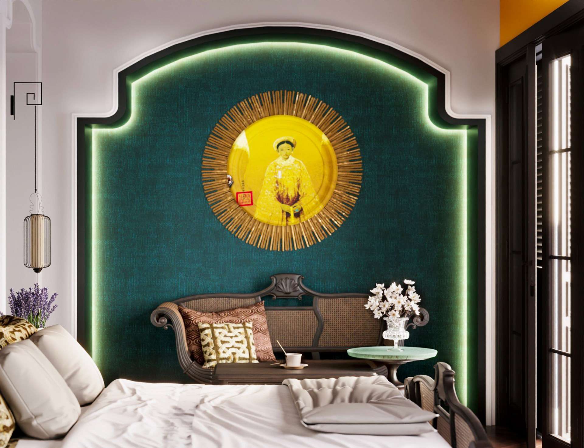 Không gian phòng ngủ độc đáo, ấn tượng với chi tiết trang trí cùng màu sắc hài hòa