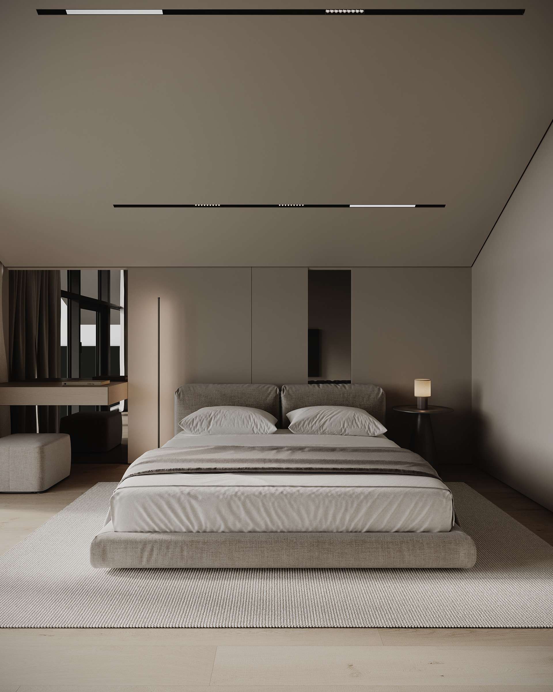 Phòng ngủ tiện nghi, hiện đại được thiết kế theo phong cách tối giản