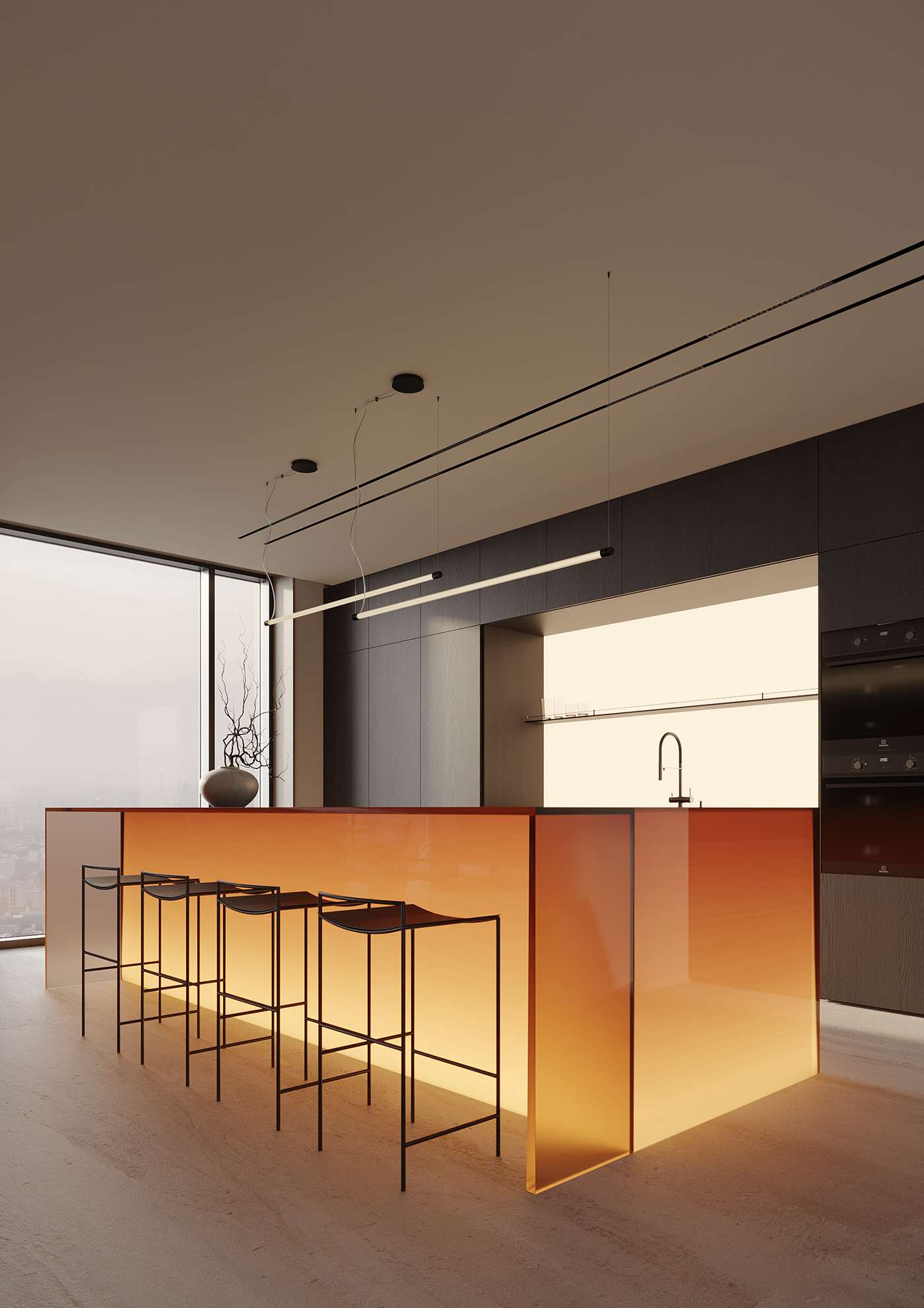 Phòng bếp chung cư phong cách tối giản và ấn tượng
