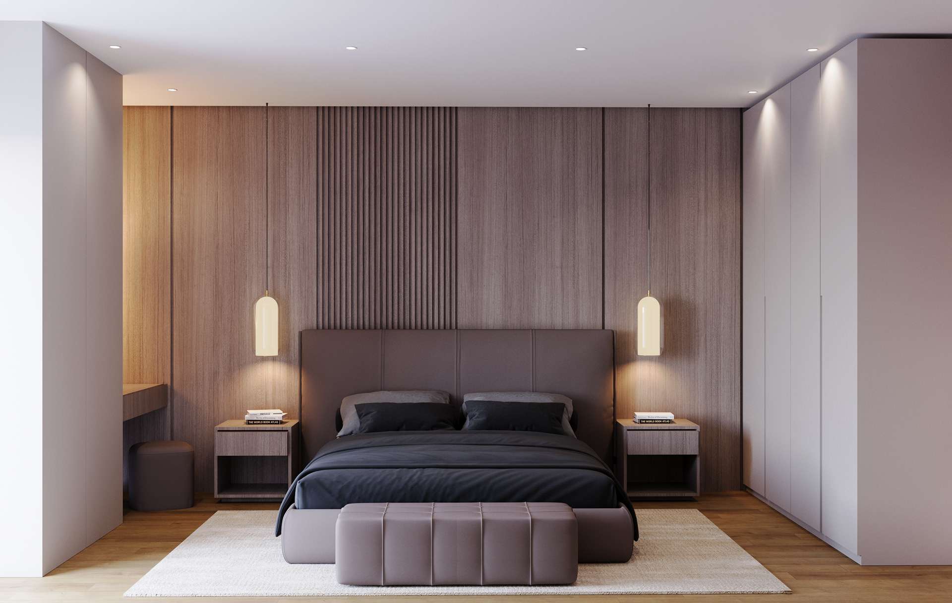 Thiết kế phòng ngủ căn hộ 90m2 ấm cúng và tiện nghi